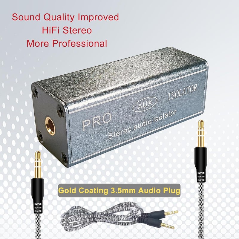 WisWinDa Store 3.5mm Pro Ground Loop Noise Isolator Car Noise Filter Hum Eliminator (No Affect Bass) Aluminum Shell Noise Eliminator for HiFi Stereo Home Theater Car Audio Player Plug&Play (Silver-Gray) - Image 3